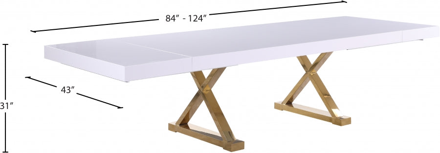 Excel Extendable 2 Leaf Dining Table - Gold Base