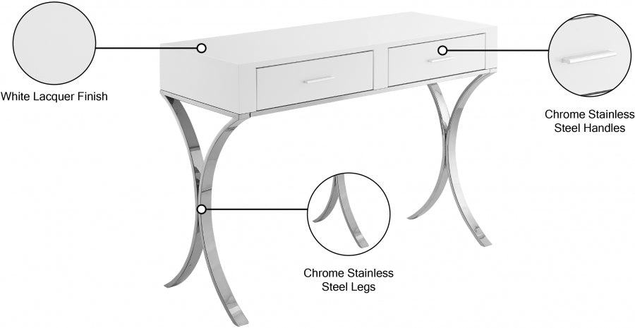 Monroe Vanity | Desk | Console Table - Silver