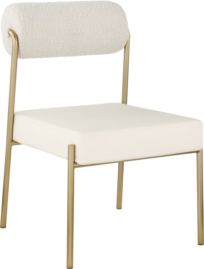 Carly Boucle Fabric & Faux Leather Dining Chair