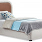 Blake Two Tone Faux Leather & Linen-Like Fabric Bed - Twin