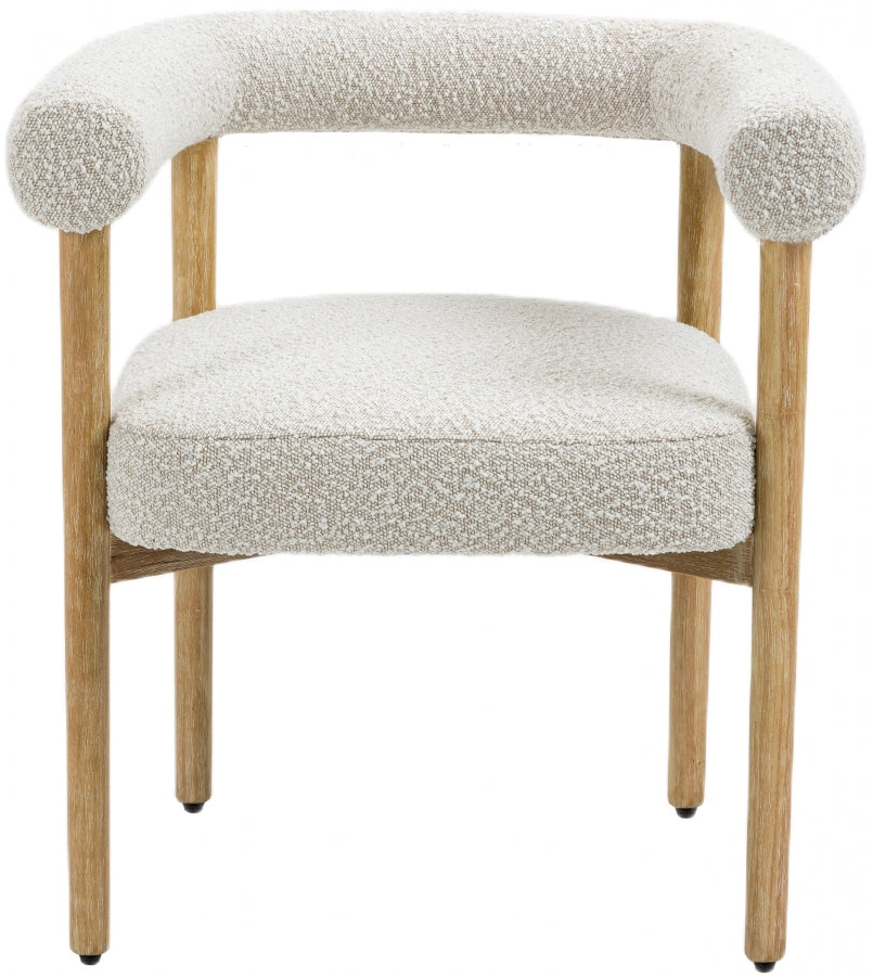 Hyatt Boucle Fabric Dining Chair - Natural Finish