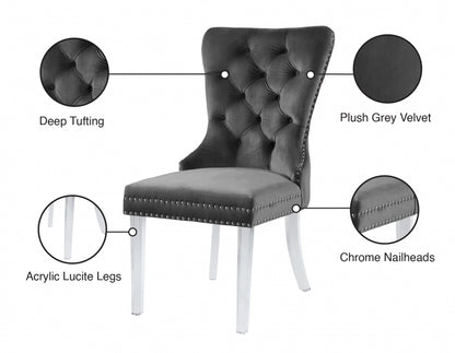 Miley Velvet Dining Chair with Acrylic Legs