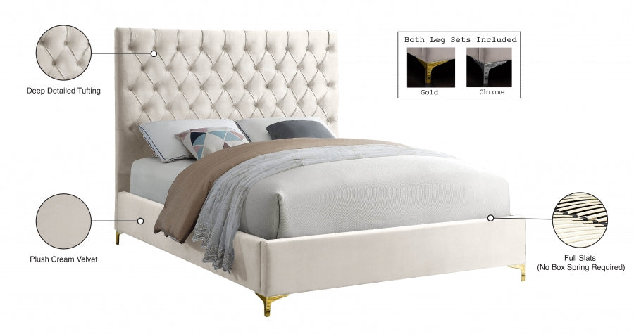 Cruz Velvet Queen Bed