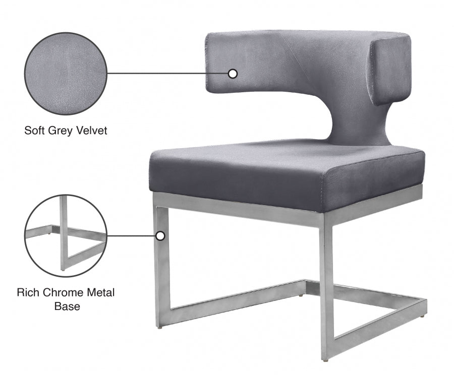 Alexandra Velvet Dining Chair - Chrome Base