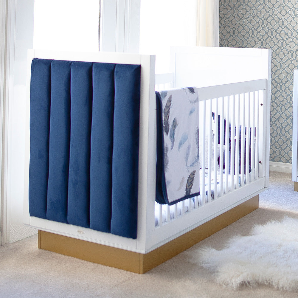 White and Blue modern glam baby crib