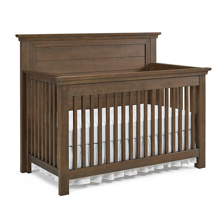 Lucca Flat Top Full Panel Convertible Crib - Weathered Brown