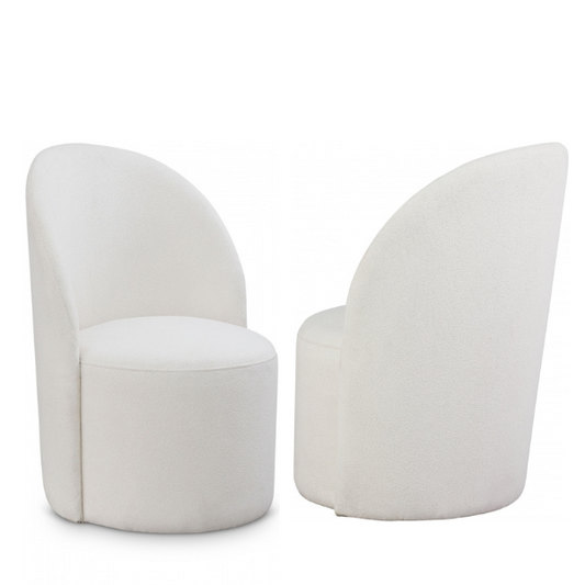 Hautely Boucle Fabric Accent | Dining Chair - Cream