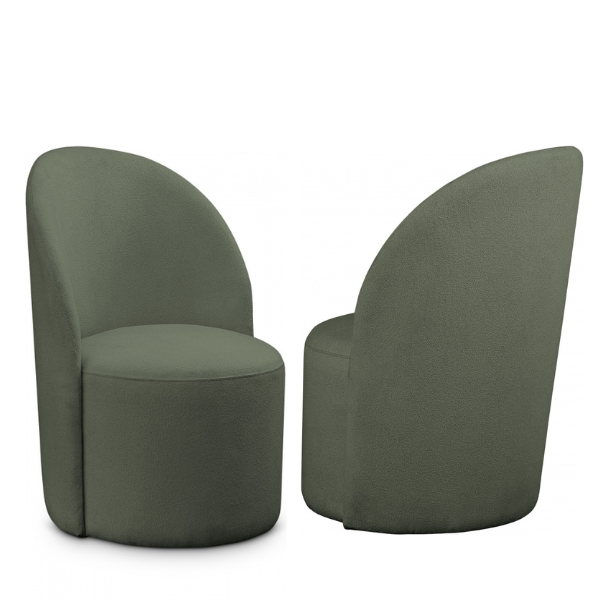 Hautely Boucle Fabric Accent | Dining Chair - Green