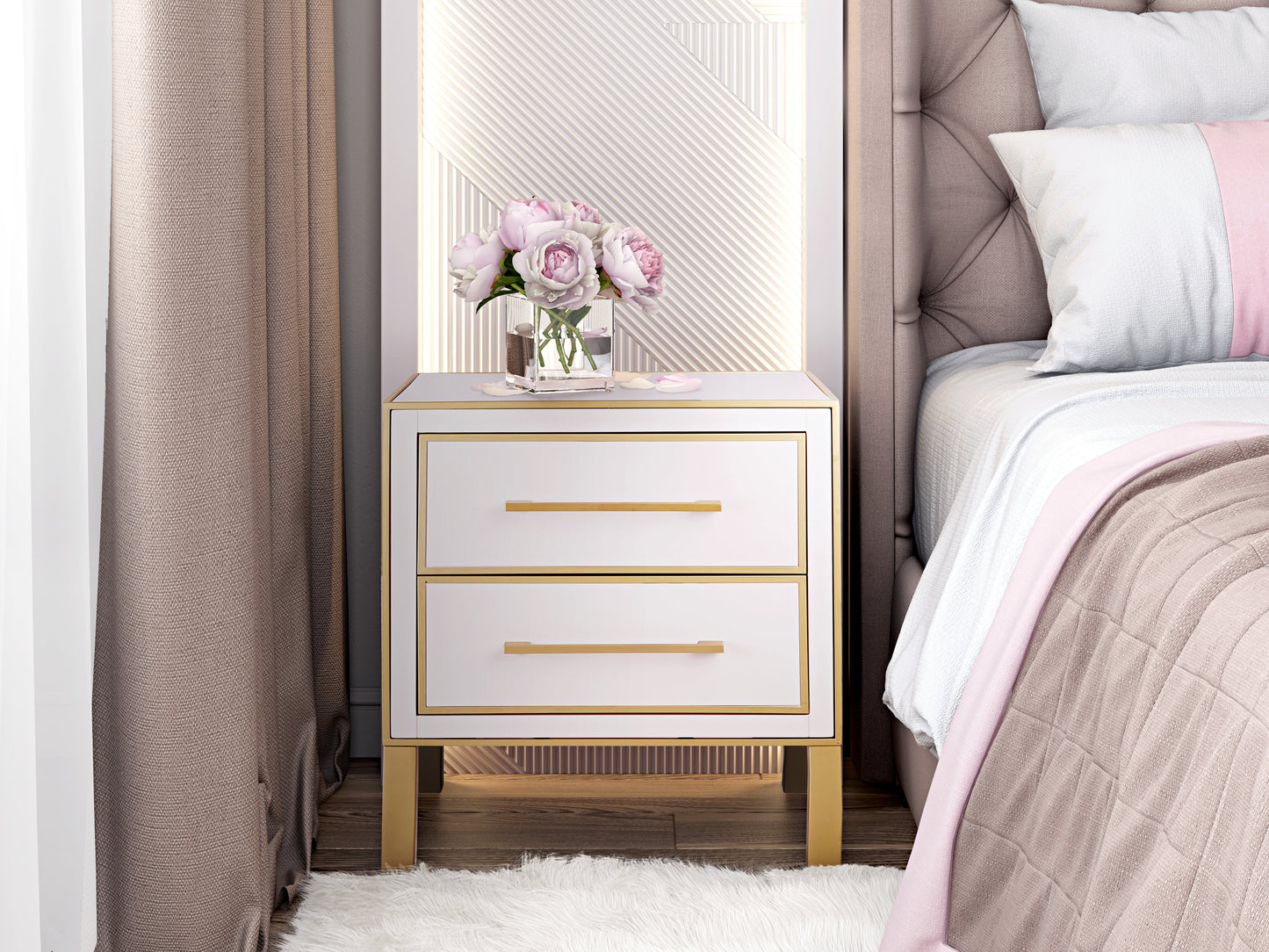 Emily Nightstand - Pink Lacquer