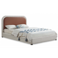 Blake Two Tone Faux Leather & Linen-Like Fabric Bed - Queen